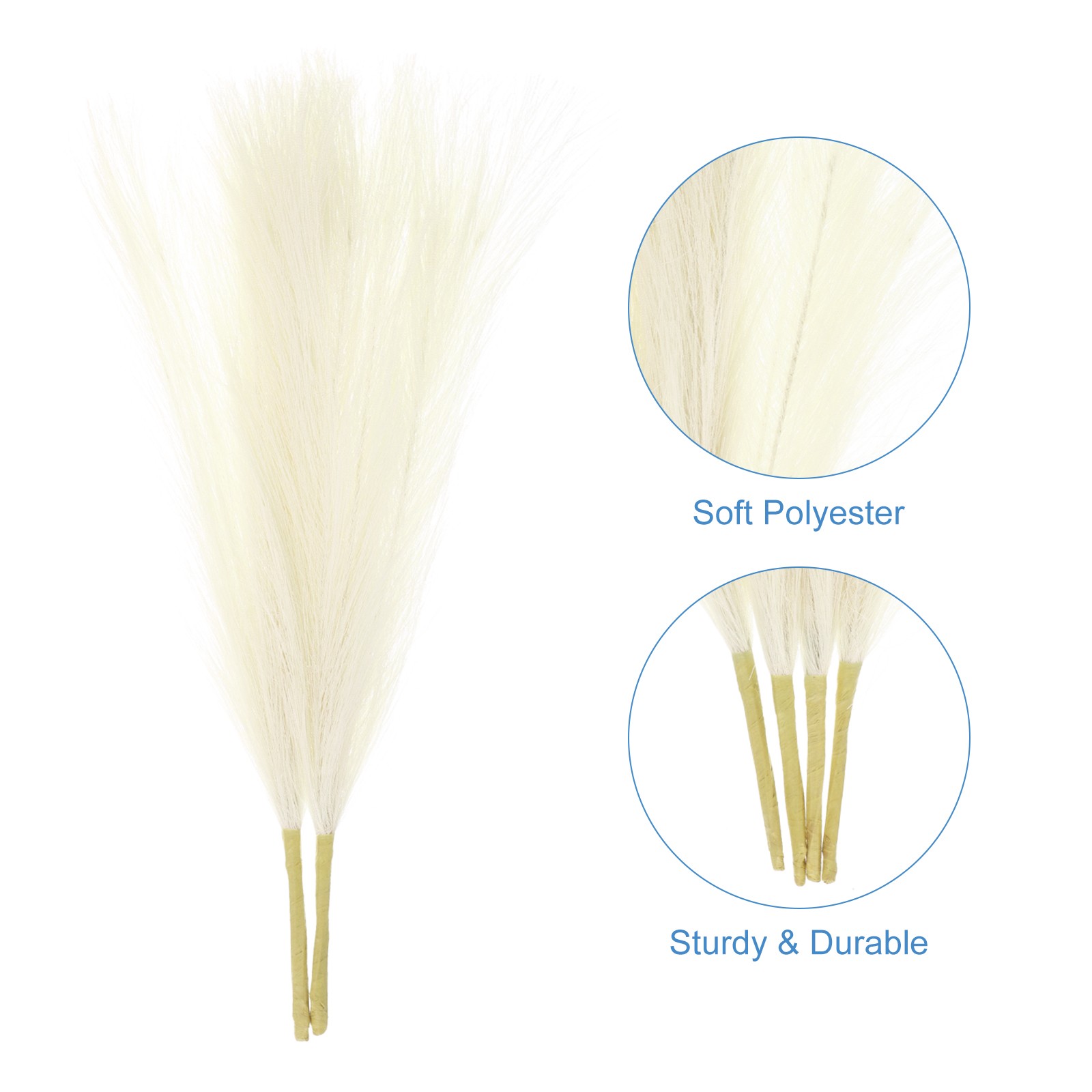 2pcs Faux Pampas Grass 17 Inch 10 Stem Artificial Grass for Decor, Cream