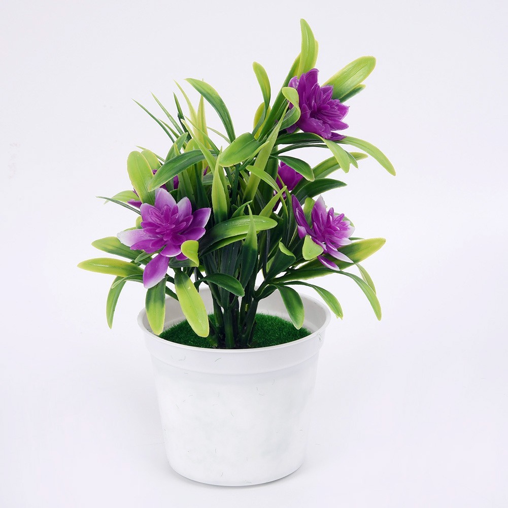 11x18cm Artificial Potted Lotus Flower Bonsai Home Office Tabletop Decoration