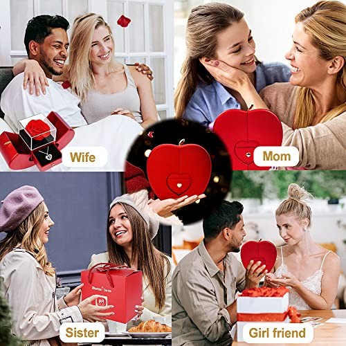 Preserved Real Rose with I love you Necklace 100 Languages, Gifts for red