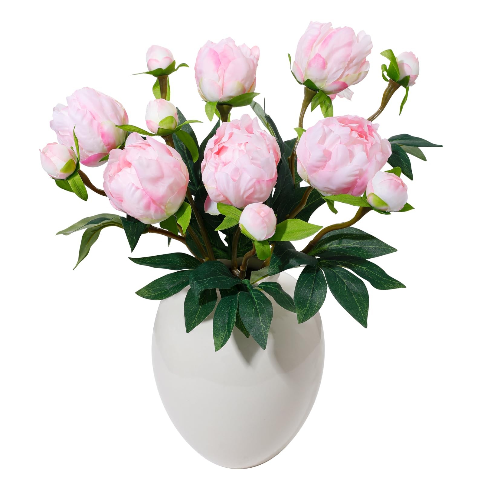 6PCS Pink Peonies Artificial Flowers, Realistic 2 Heads Silk Peonies with Ste…