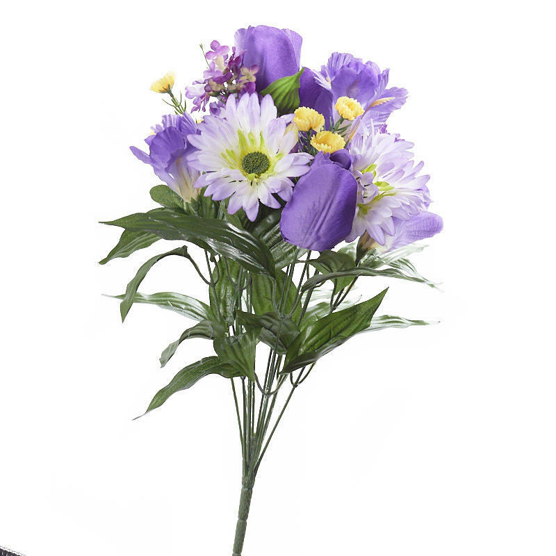 Purple and Lavender Artificial Tulip Iris Mix Bush