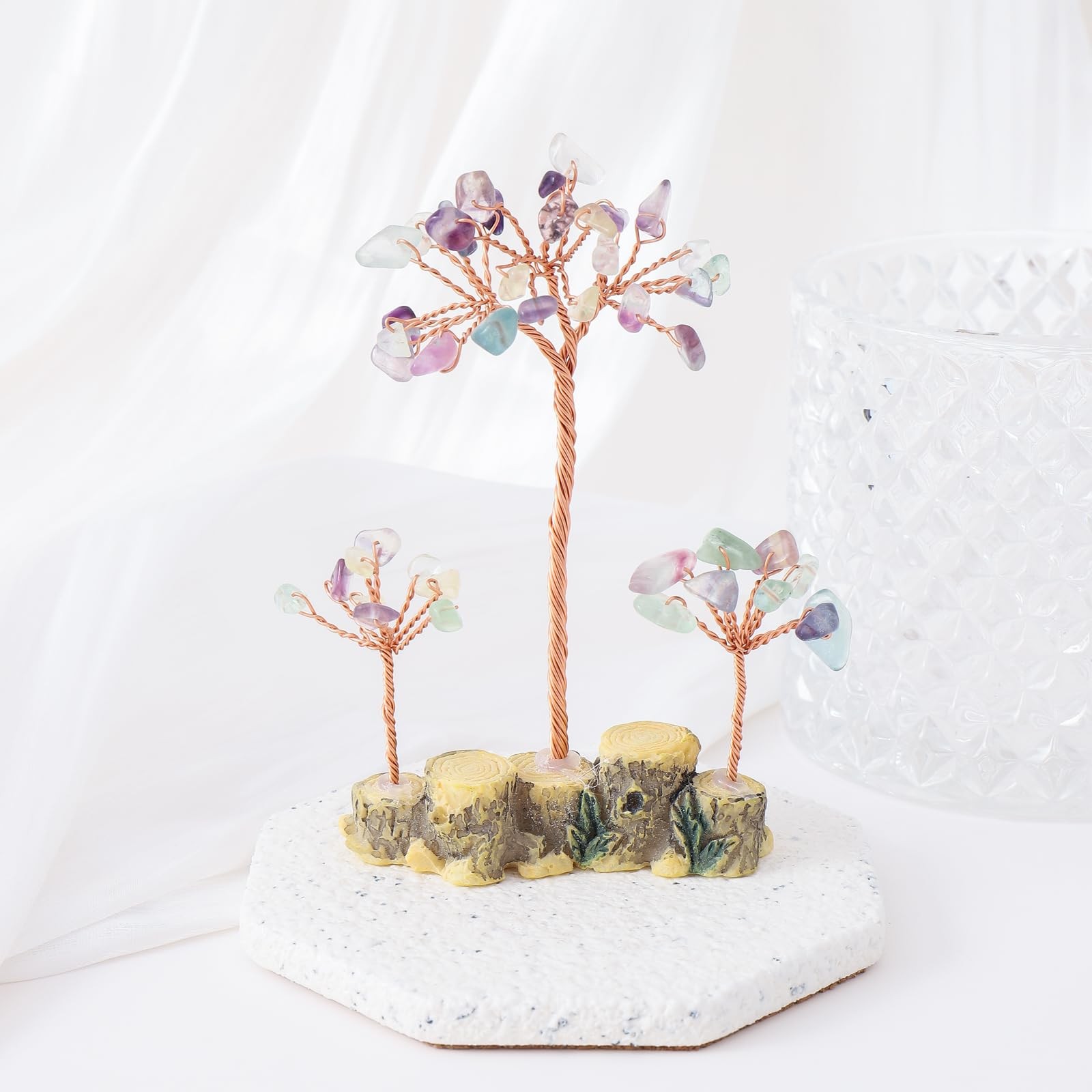 1PCS Fluorite Healing Crystal Tree Natural Gemstone Tree Handmade Wire Wrappe…