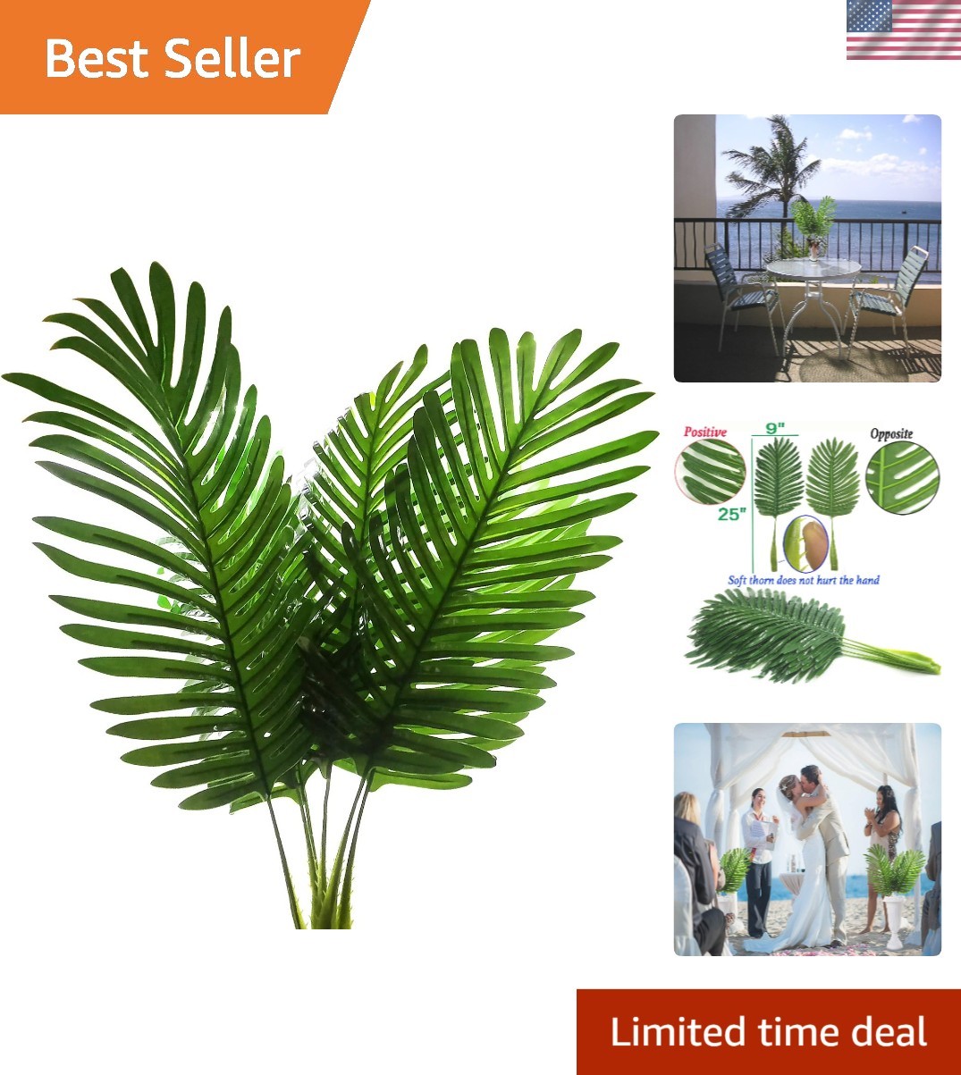 Eco-Friendly Faux Large Tropical Palm Leaves for Indoor Wedding & Party Styling