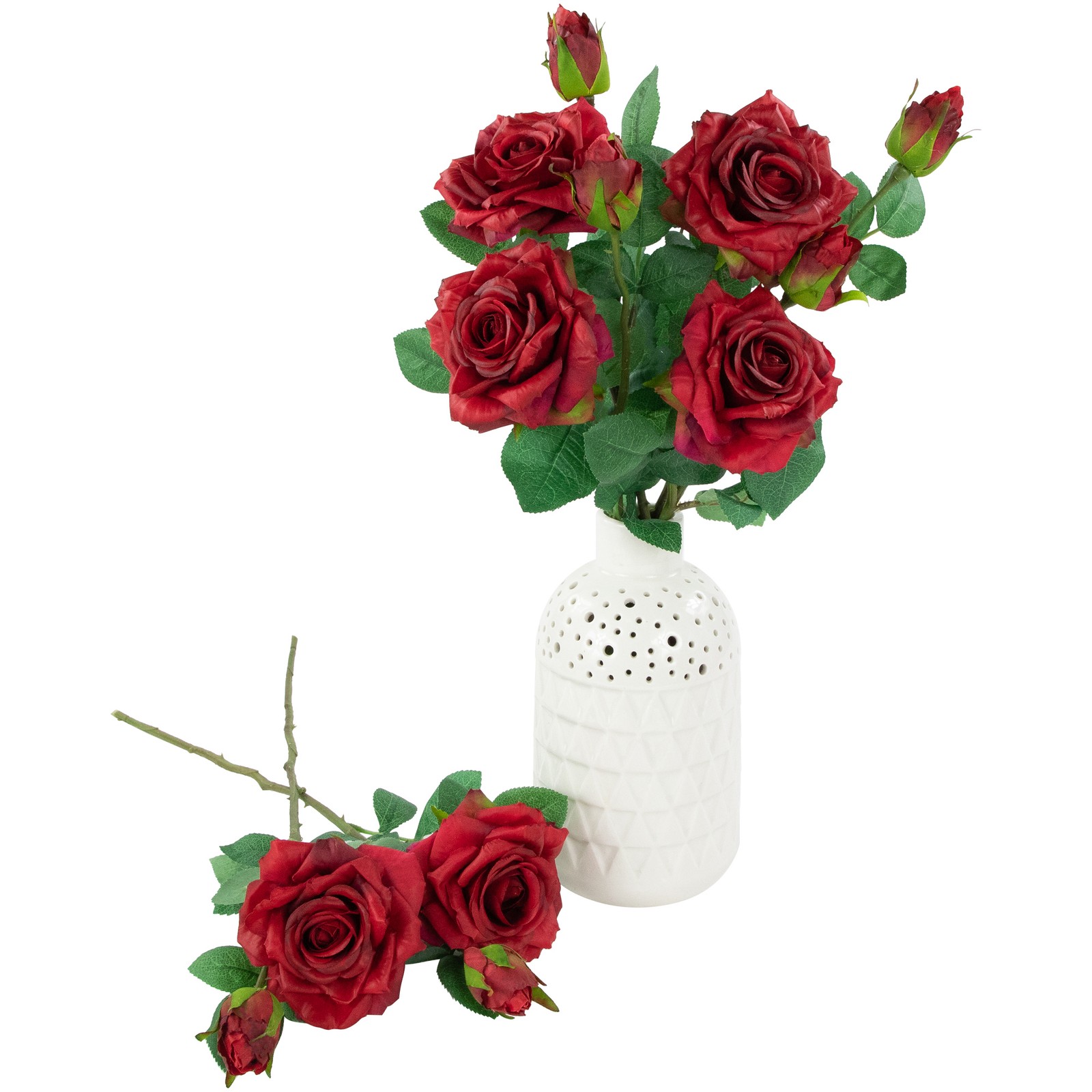 Northlight Real Touch™ Red Artificial Rose Stems, Set of 6 – 19″