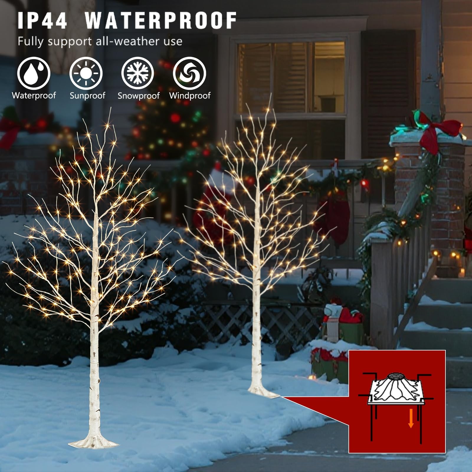 Lighted Birch Tree, 6ft White Christmas Trees with Timer & Dimmer Prelit Arti…