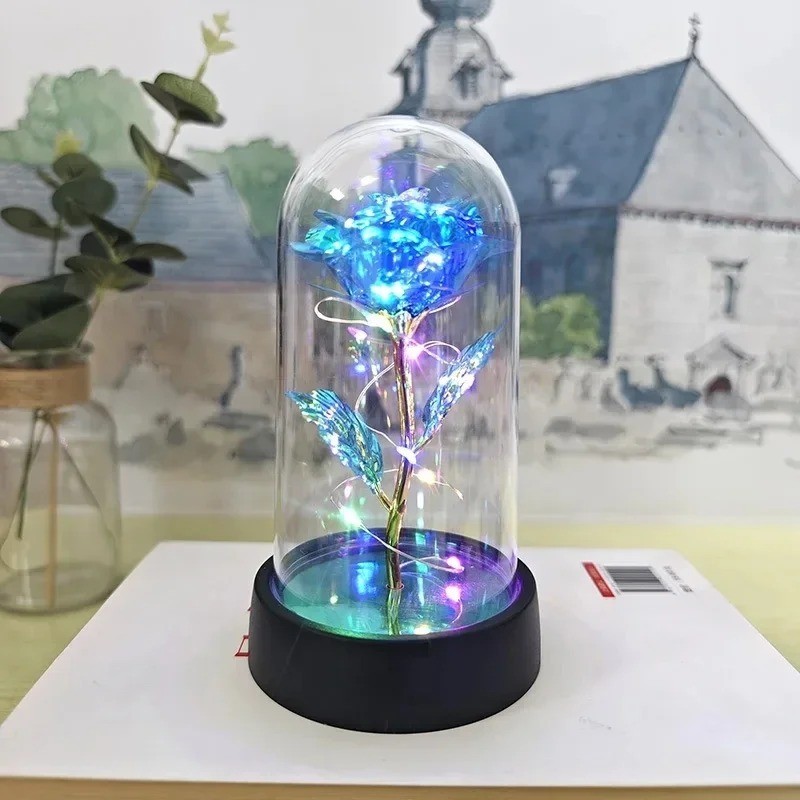 Eternal Forever Galaxy Rose Flower In Glass Dome LED Light Romantic Gift for Her