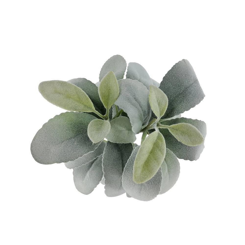 13” Indoor Decorative Artificial Foliage Pick, 13” Lamb’s Ear Plant, Green