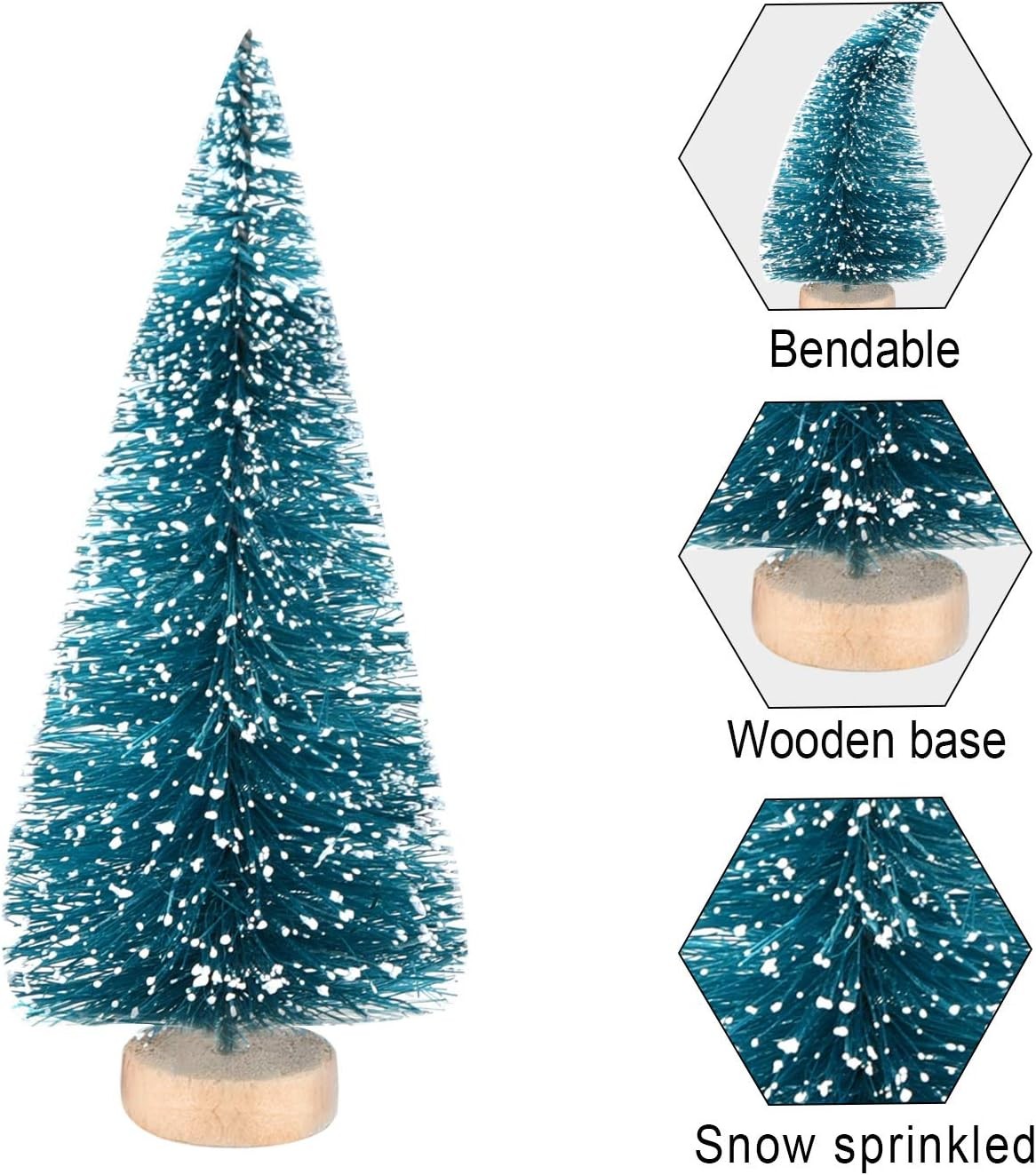 KUUQA 48Pcs Mini Sisal Trees Bottle Brush Diorama 48pcs, Blue-green