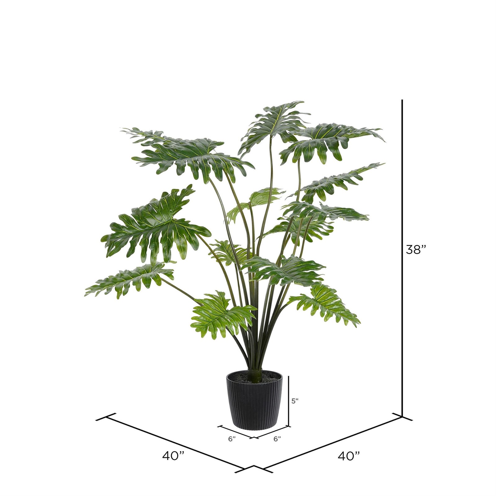Vickerman 38″ Artificial Potted Grand Philodendron Bush.