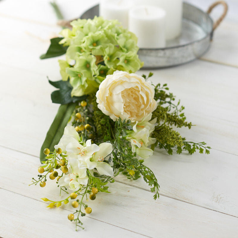 30″ Cream and Green Artificial Hydrangea, Peony, and Freesia Bundle