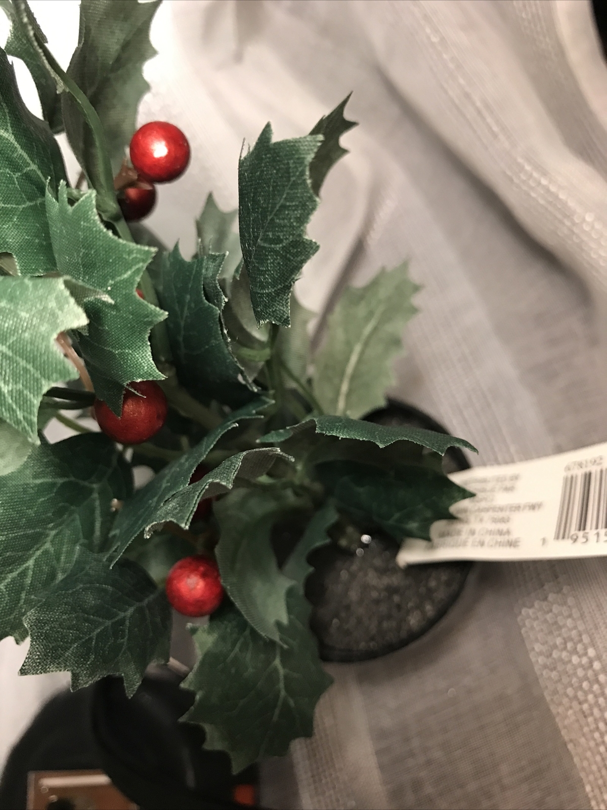 Christmas (2) Winter Mini Potted Faux Holly Berry Plant 8” NEW Desktop Cute