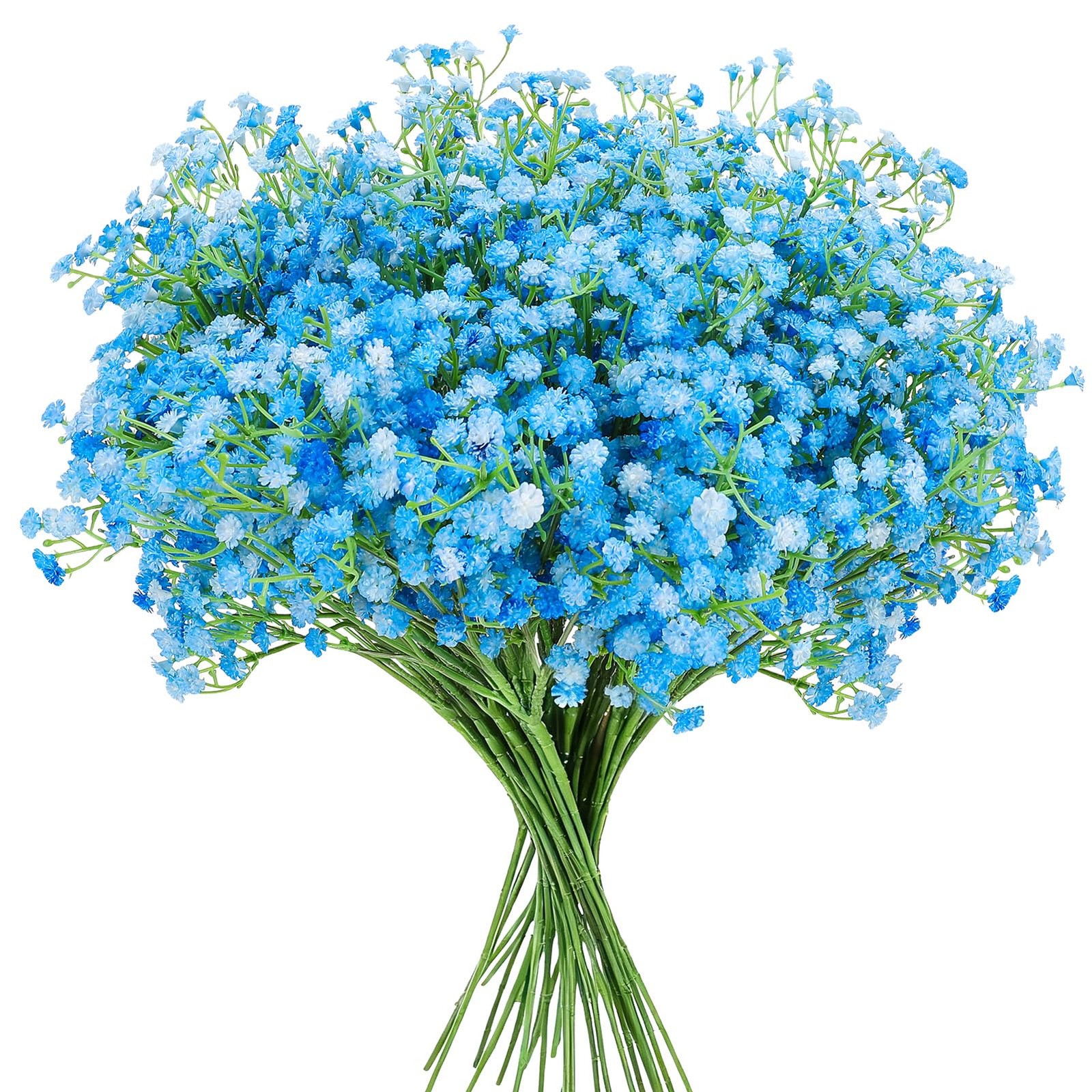 24 PCS Blue Fake Baby Breath Artificial Flowers 20.5 Inch Gypsophila Bouquet