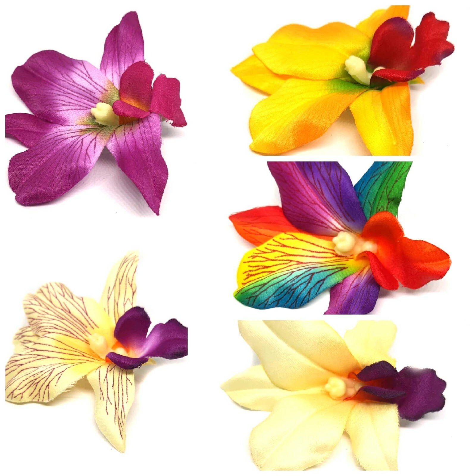 10pcs assorted orchid flower artificial flower head mix colors assorted size