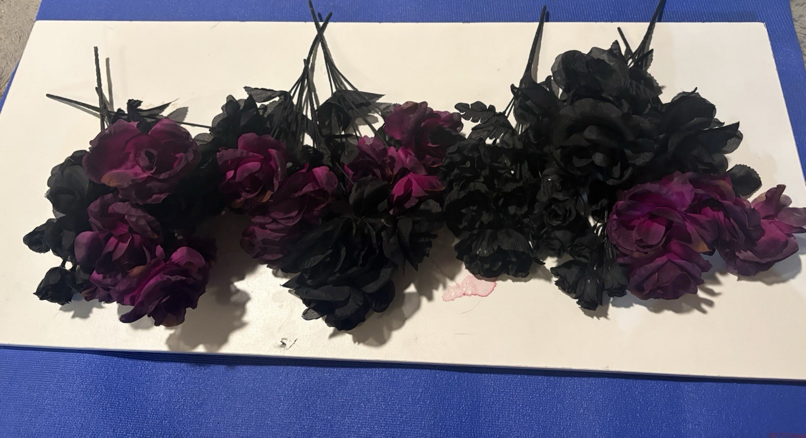 10 Boquets Roses Artificial Black Purple Roses On Stem Artificial Flowers 70PC