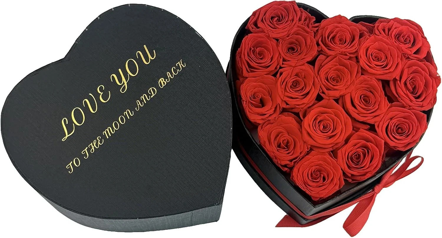 Preserved Roses Heart Shape Box Valentines Day Gifts for Her Mothers Day Forever