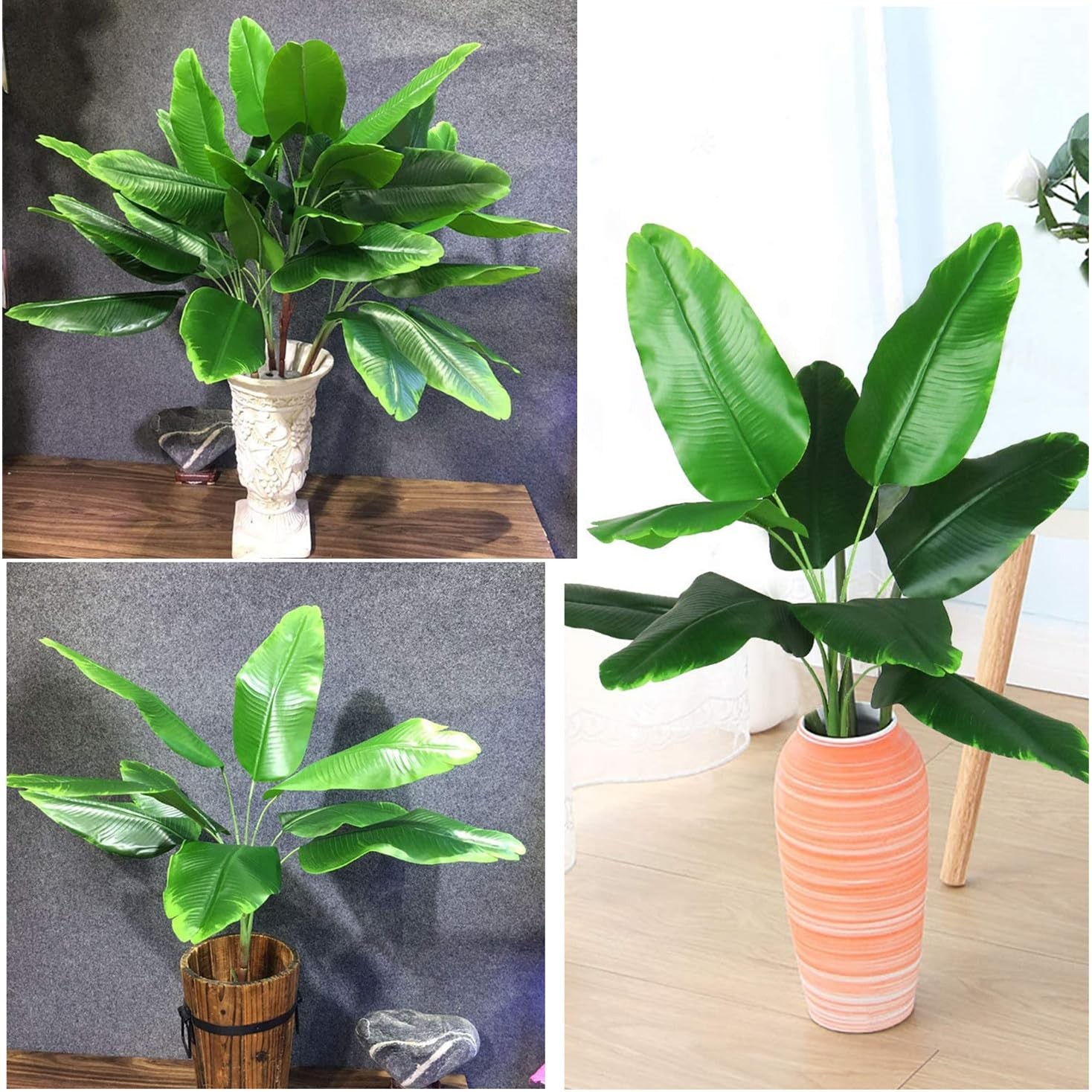 Fake Bird of Paradise Plant Artificial Banana Tree 30 Inch 2 Pack, Tropical M…