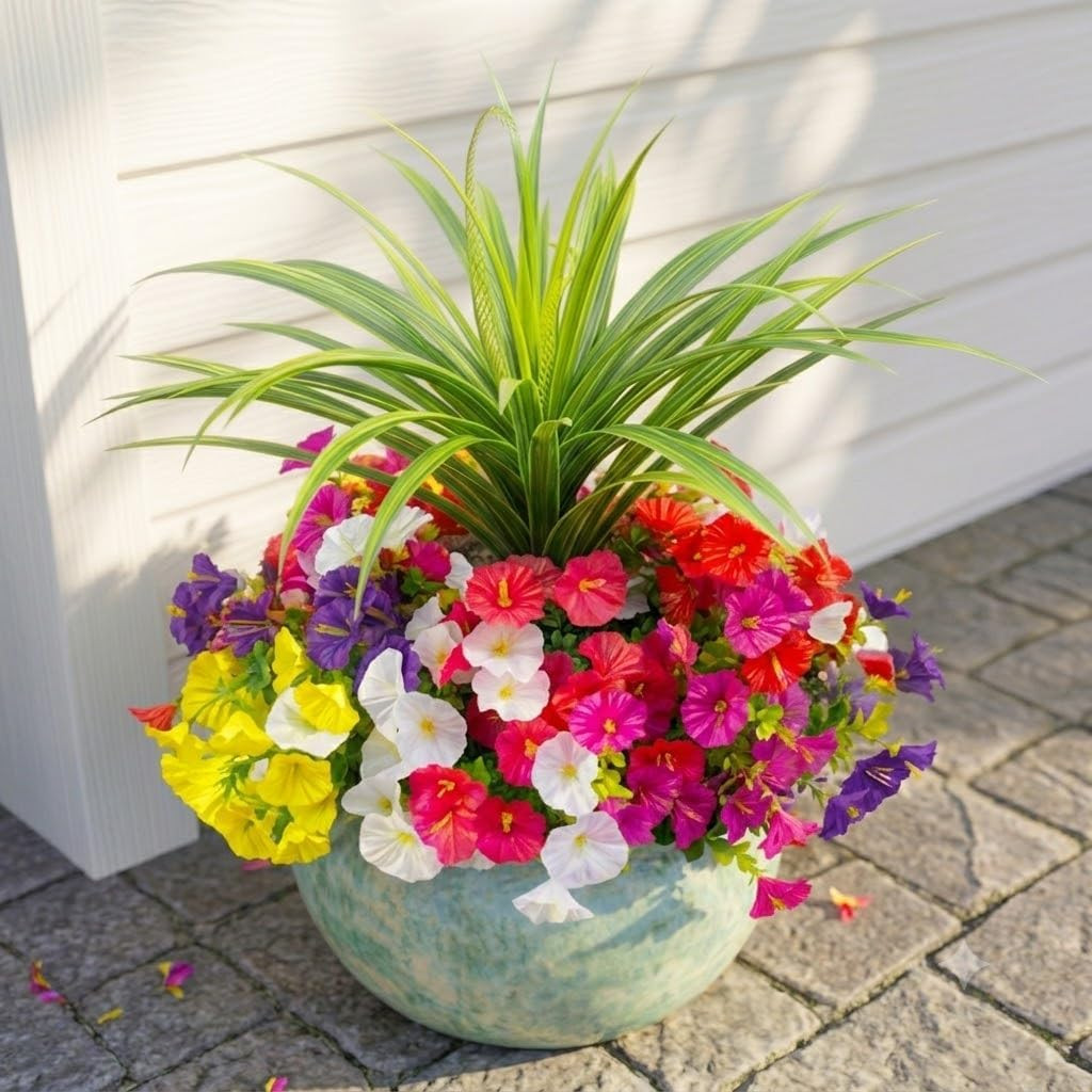 UV Resistant Silk Morning Glory & Orchid Leaf – 12 Bundles for Outdoors