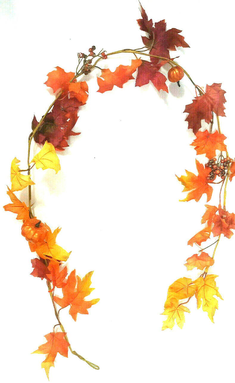 Fall Garland Maple Leaf 6ft Foliage Mantle Vine Door Wall Decor Autumn Halloween