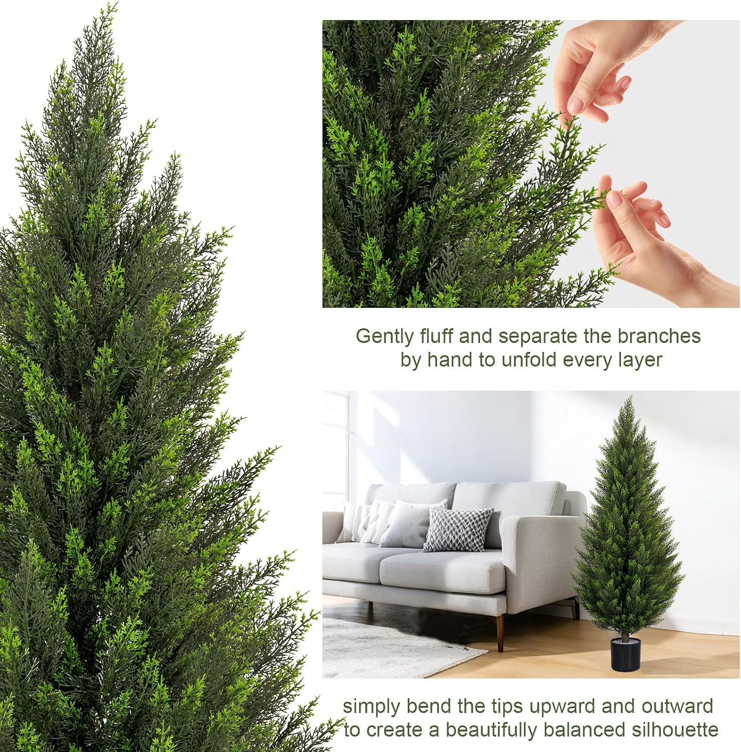 5FT Artificial Topiary Cedar Trees UV-Resistant Faux Evergreen Outdoor Plants