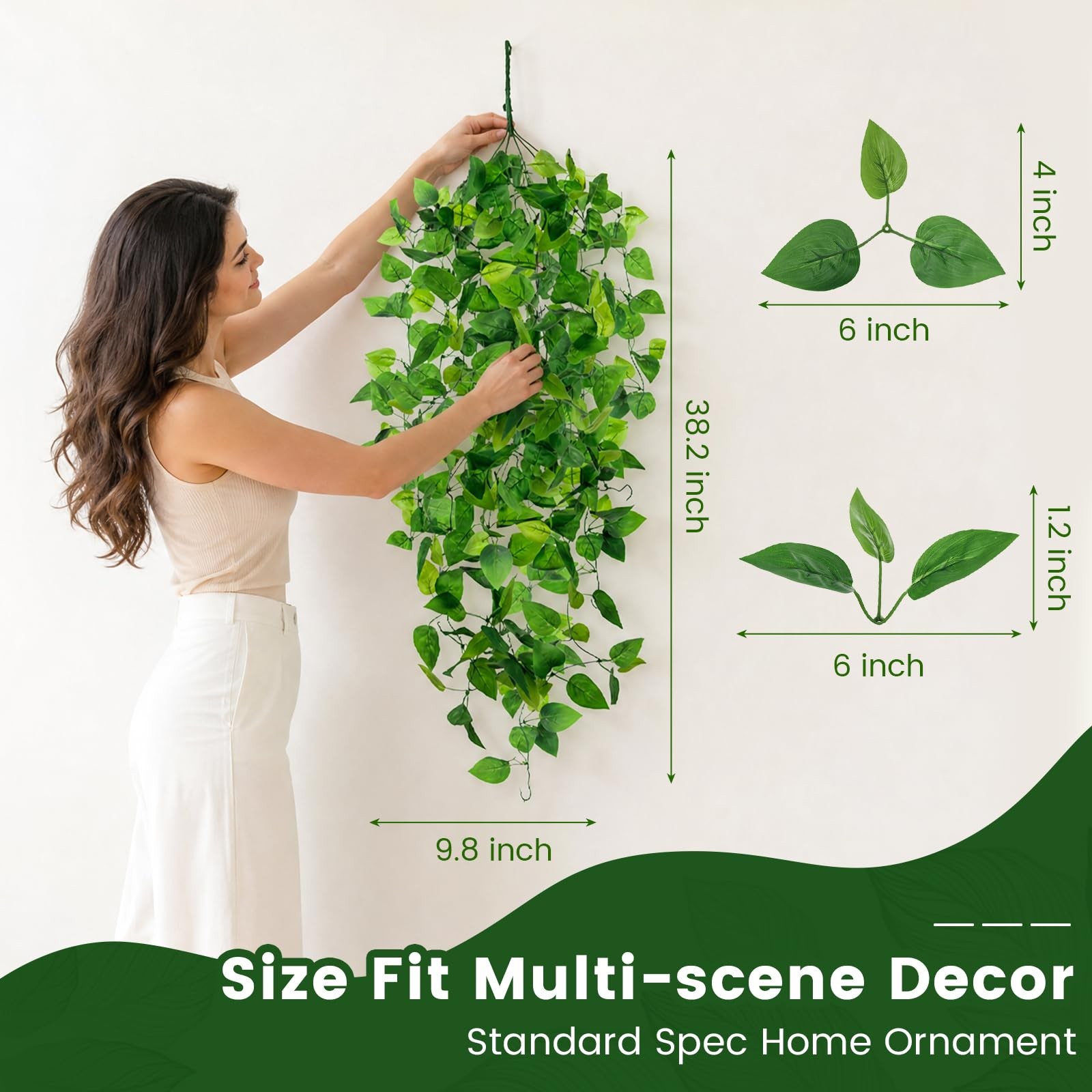 2 PCS Fake Vines, Fake Pothos Hanging Plants Ivy Vines, Artificial