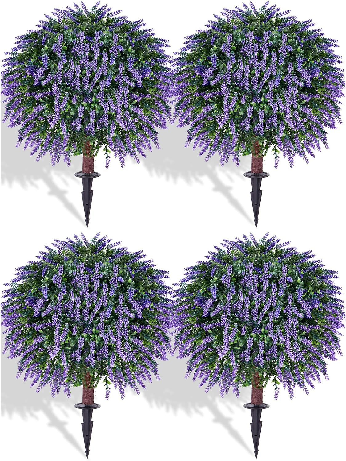 24″ Artificial Lavender Topiary Ball Tree Set of 2, UV & Fade Resistant Faux Shr