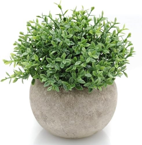 Mini Sage Potted Boxwood Topiary Artificial Plants for Home Decor Green