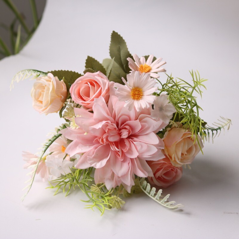 Dahlia Rose Chrysanthemum Simulation Bouquet Silk Flower Bride Wedding Props DIY