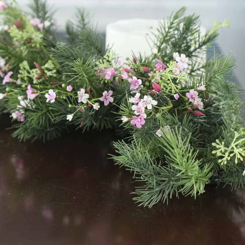 Lot of 2 Artificial Mixed Pine and Sweet Azalea 27″ Long Floral Swags