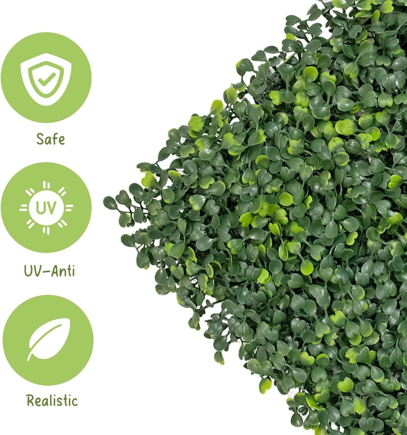 Grass Wall Panels 12 PCS 10″x 10″ Artificial Boxwood Panels with 50 Zip Ties,…