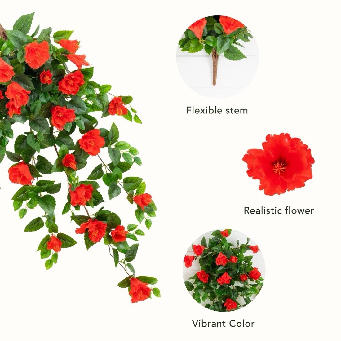 41″ UV Resistant Artificial Hibiscus Hanging Plant (Indoor/Outdoor) – Set of 2