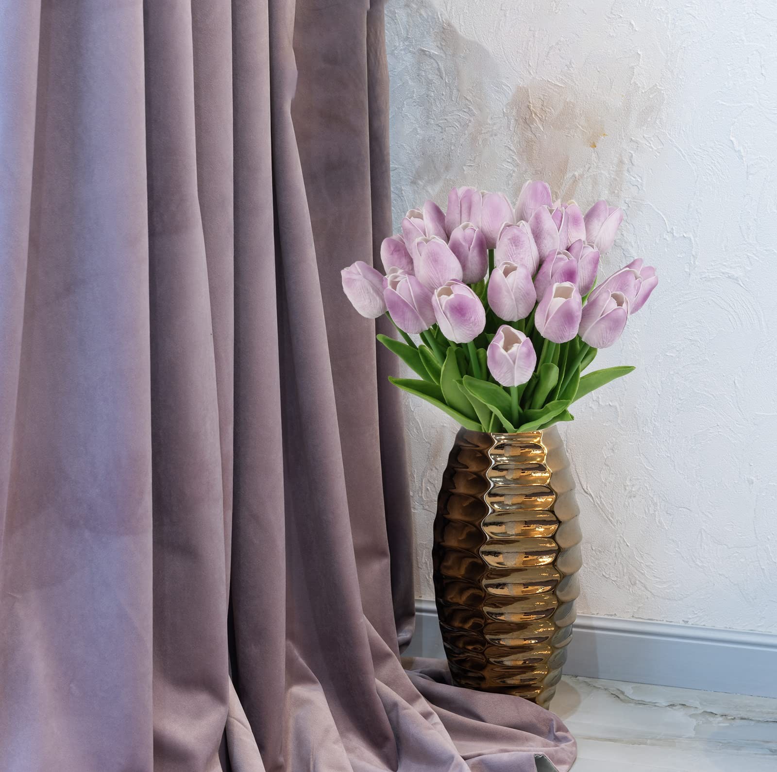 Real Touch Purple Tulips 24PCS Artificial Flowers for Decoraion Fake Tulips L…