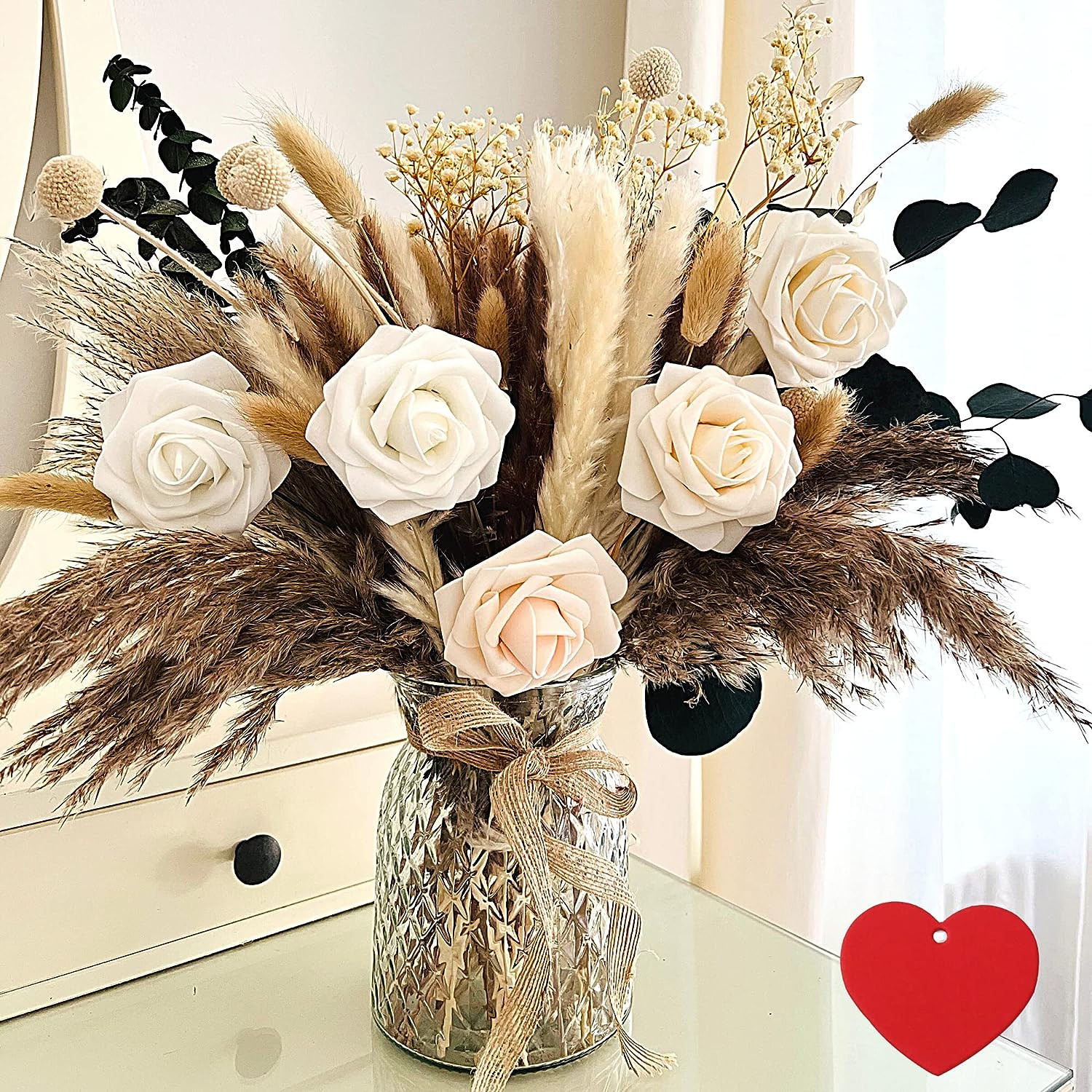 100Pcs Artificial Flowers Arrangement with Vase Included, Dining Table Centerpie
