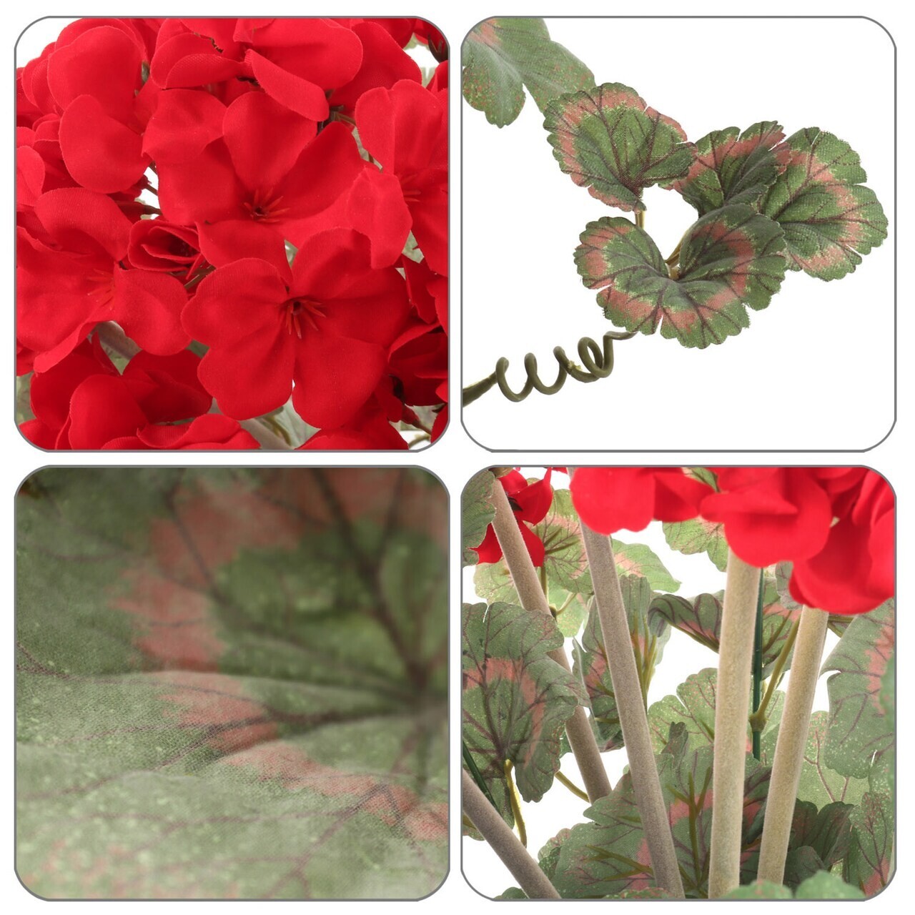 Red Geranium Bush 18 in Flower 7 Silk Vibrant Bloom Realistic Floral Decor 2Pack