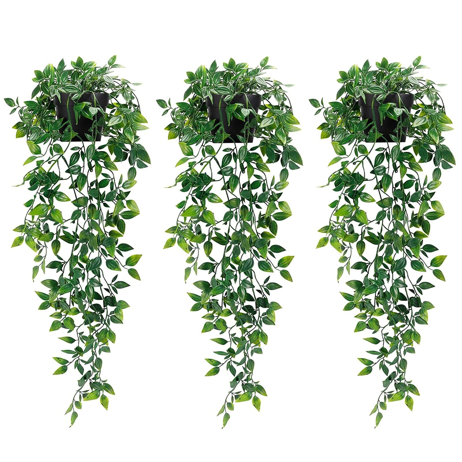 Whonline 3 Pack Artificial Hanging Plants Fake Plants with Pots for House Bed…