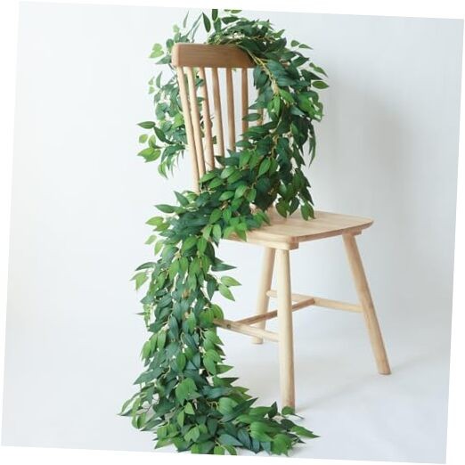 Artificial Vines Garland – Faux Italian Ruscus Vine Greenery – 6.5 Feet