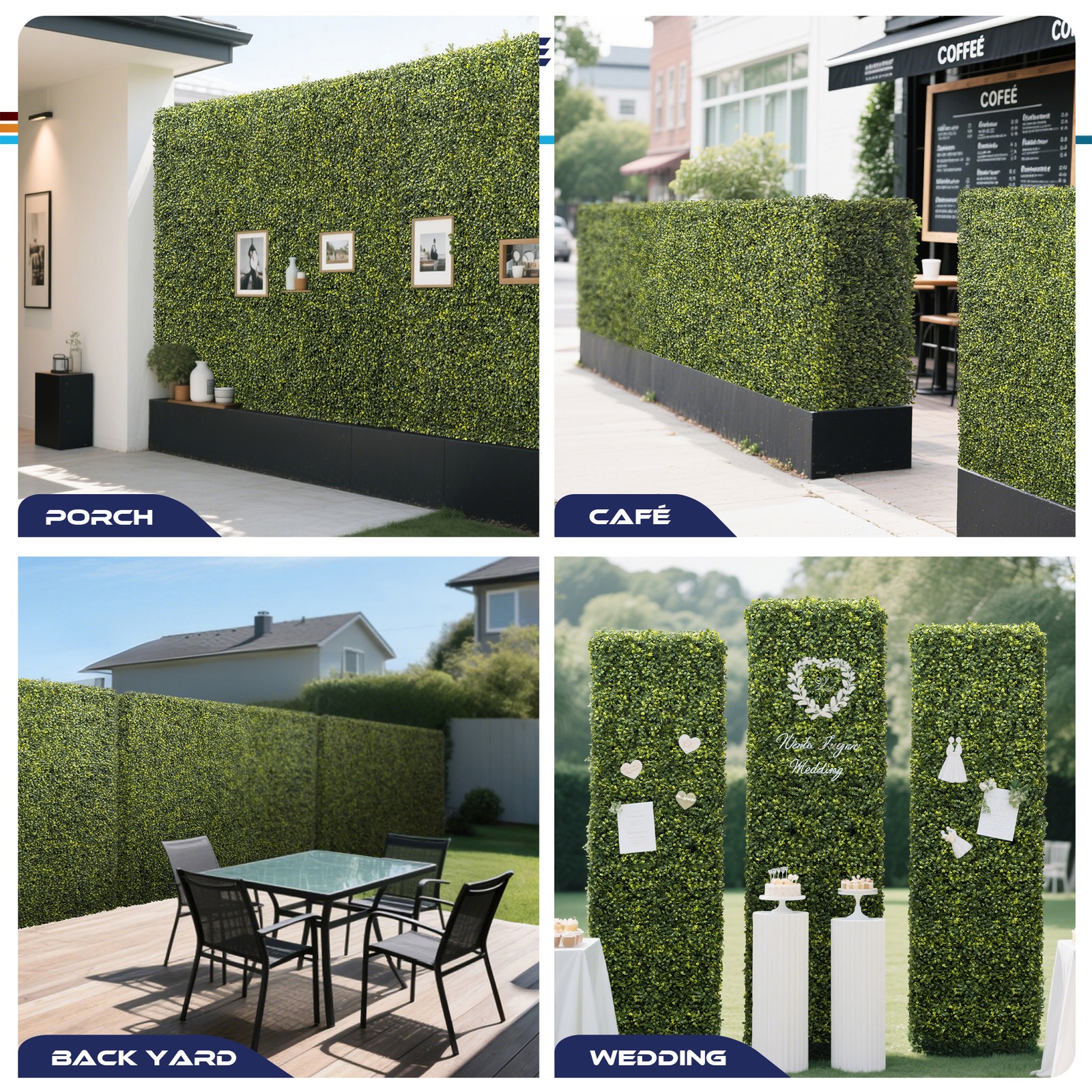 Artificial Boxwood Hedge Wall Greenery Fake Grass Outdoor Partition Wall Decor