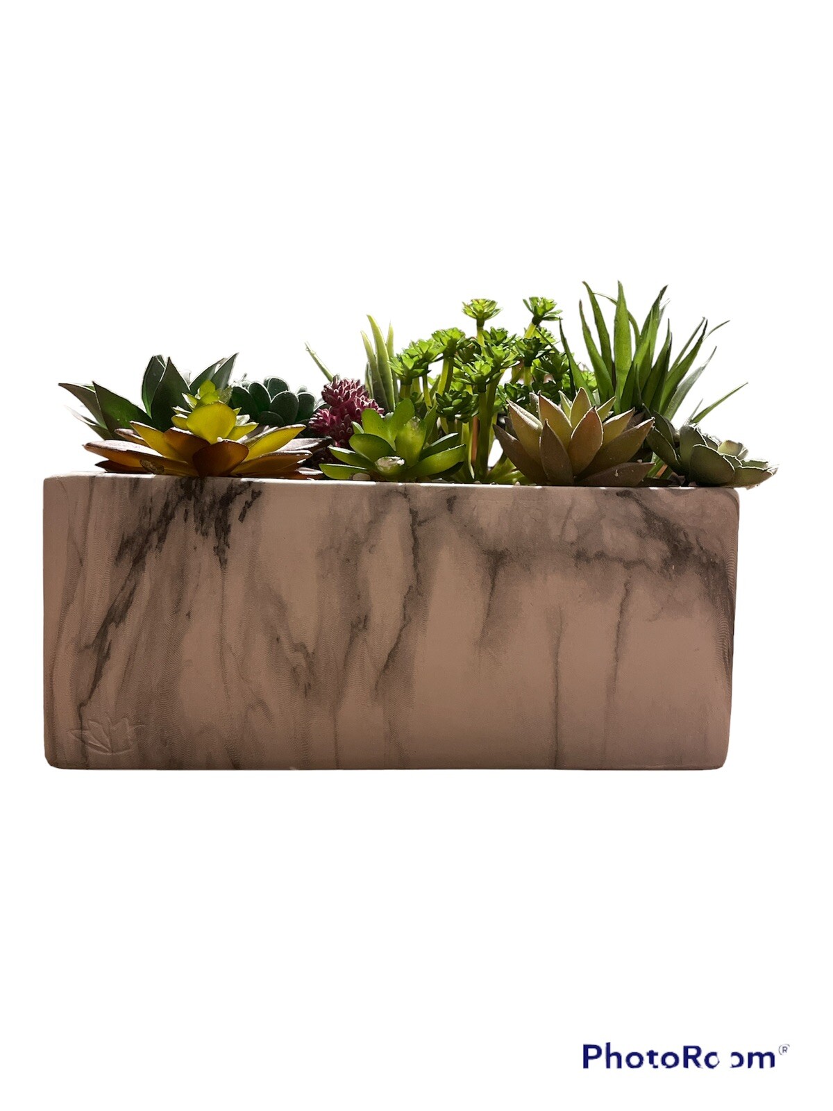 GreenBoxx Ceramic-Marble Artificial Succulent Planter Arrangement Garden 11 Pcs