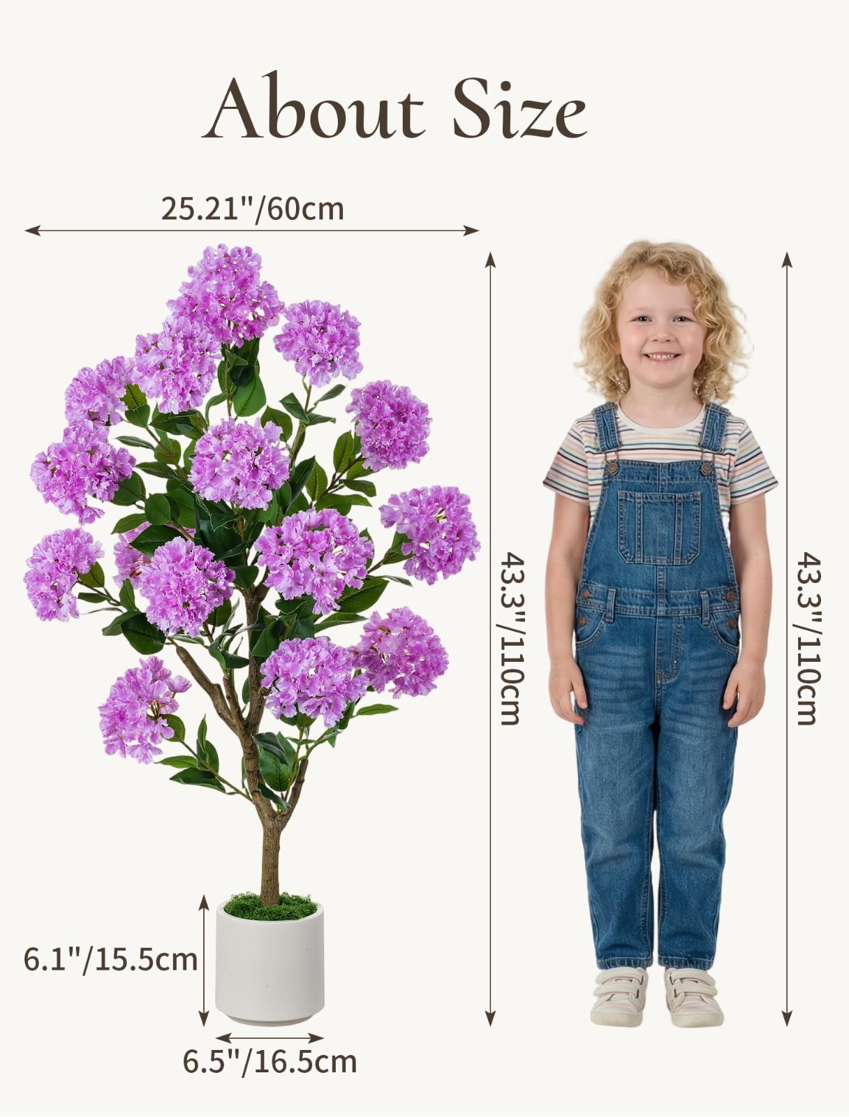 3.6ft Purple Crape Myrtle Fake Flower Tree – Realistic Silk Plant for Porch, Pat
