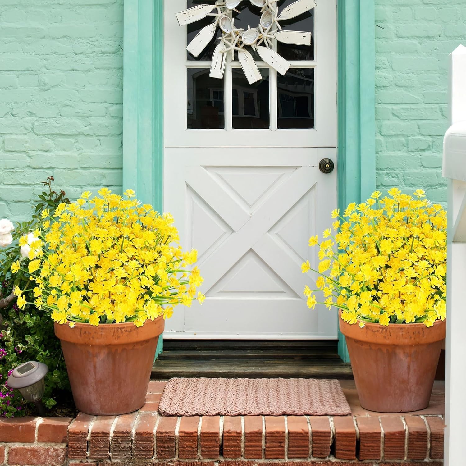 -Round Vibrant 24 Bundles of Faux Flowers – Waterproof for Indoor & Outdoor