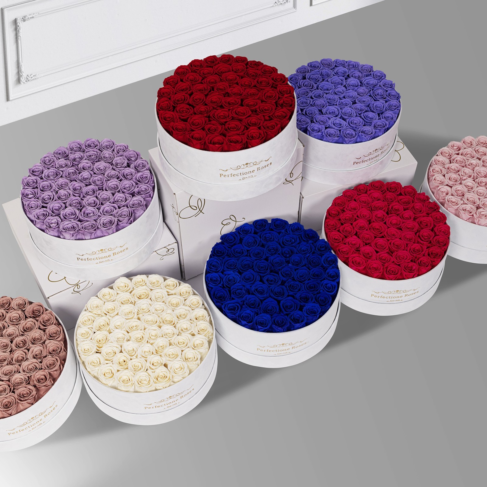 50-Piece Velvet Box Roses – Preserved Flowers for Delivery, Birthday Gifts for W