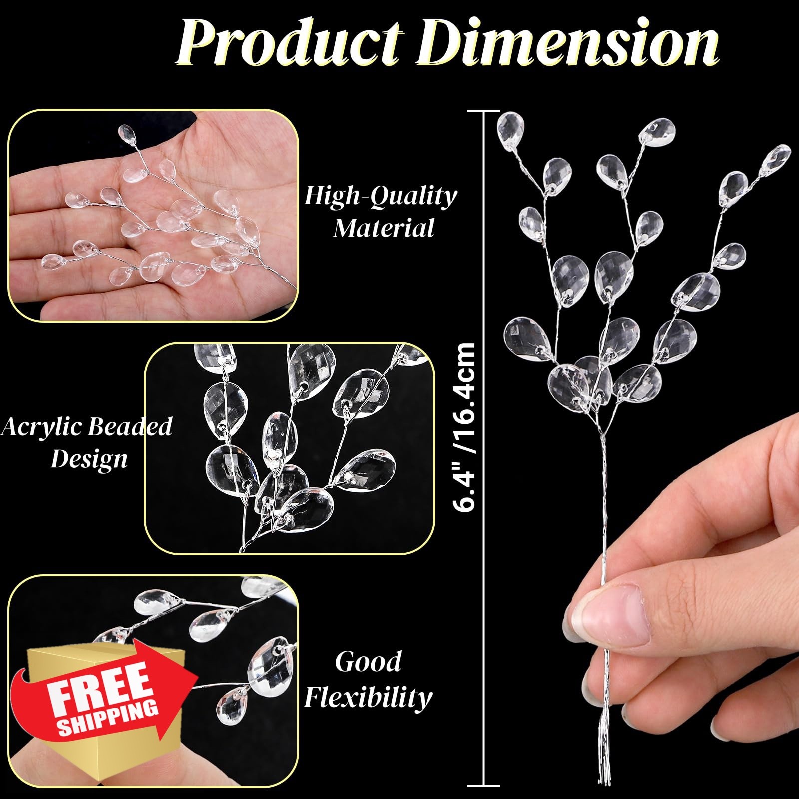 Noamus 70pcs Crystal Bud Branches, Artificial Bouquets with Acrylic Bead Drop…