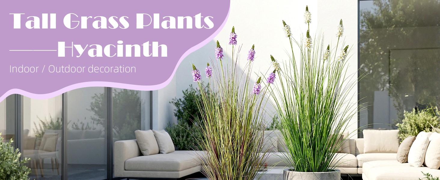 Artificial Plants Indoor Tall Grass Plants with Hyacinth Flower 35.4In Tall
