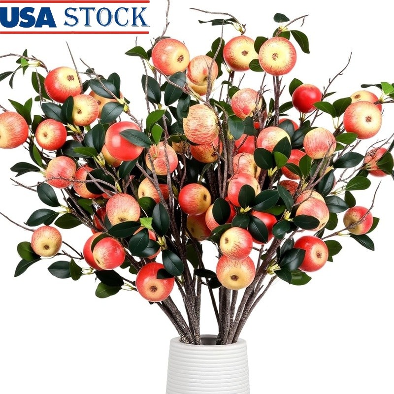 Artificial Apple Branches 10 Pack Faux Fruit Home Decor Floral Arrangements New