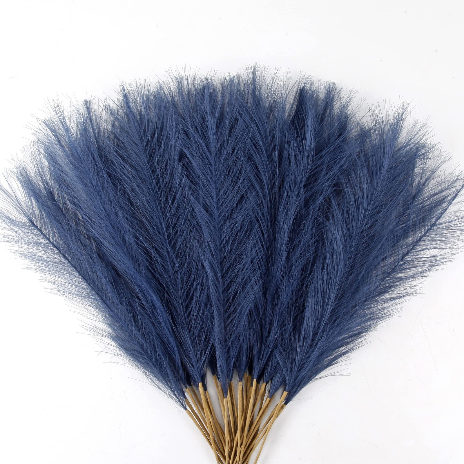 Navy Blue Pampas Grass Small, 30 Pcs 17″ Faux Pampas Grass Short Decor, Pompa…