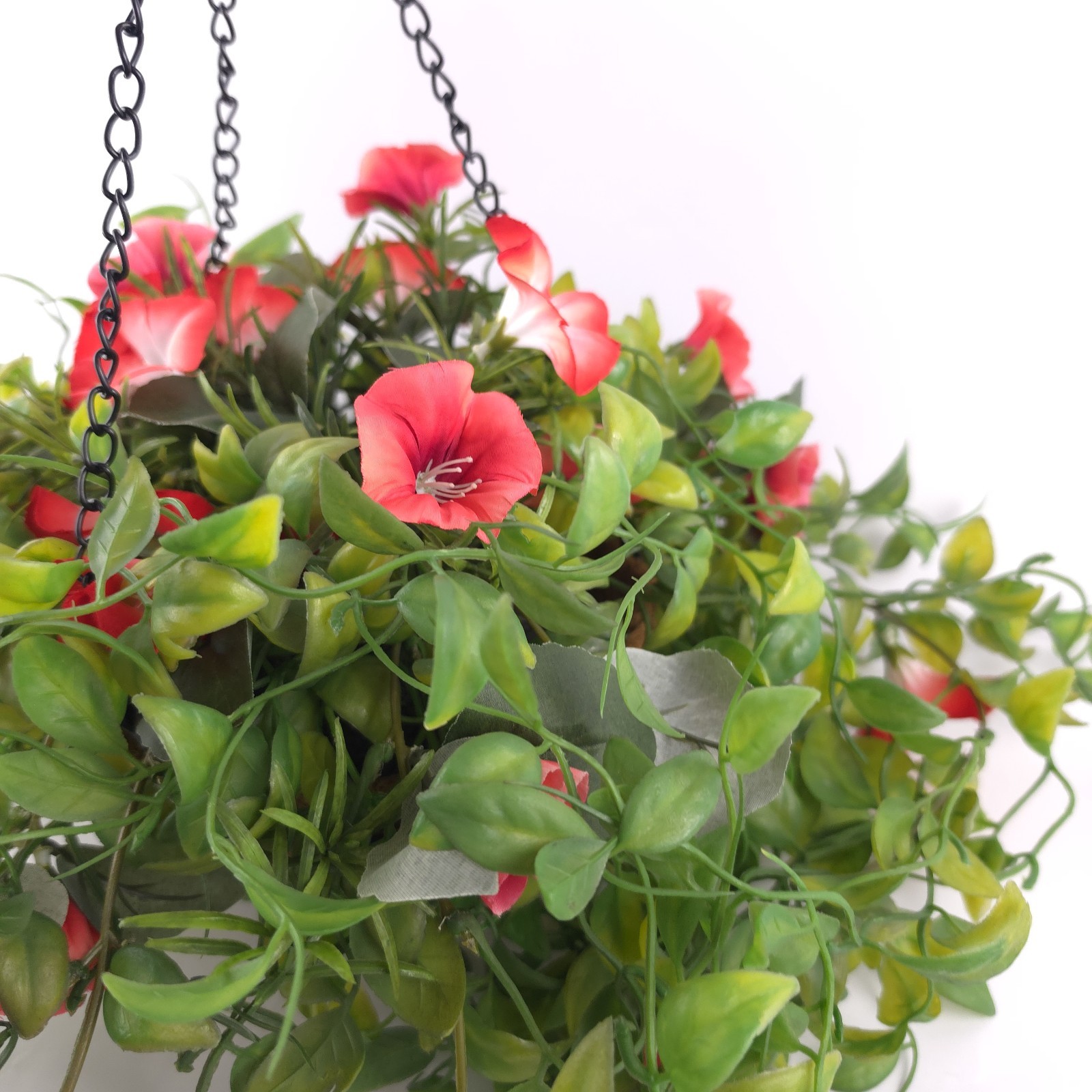 Garden Reflections 14″ Faux Morning Glory Hanging Basket Red