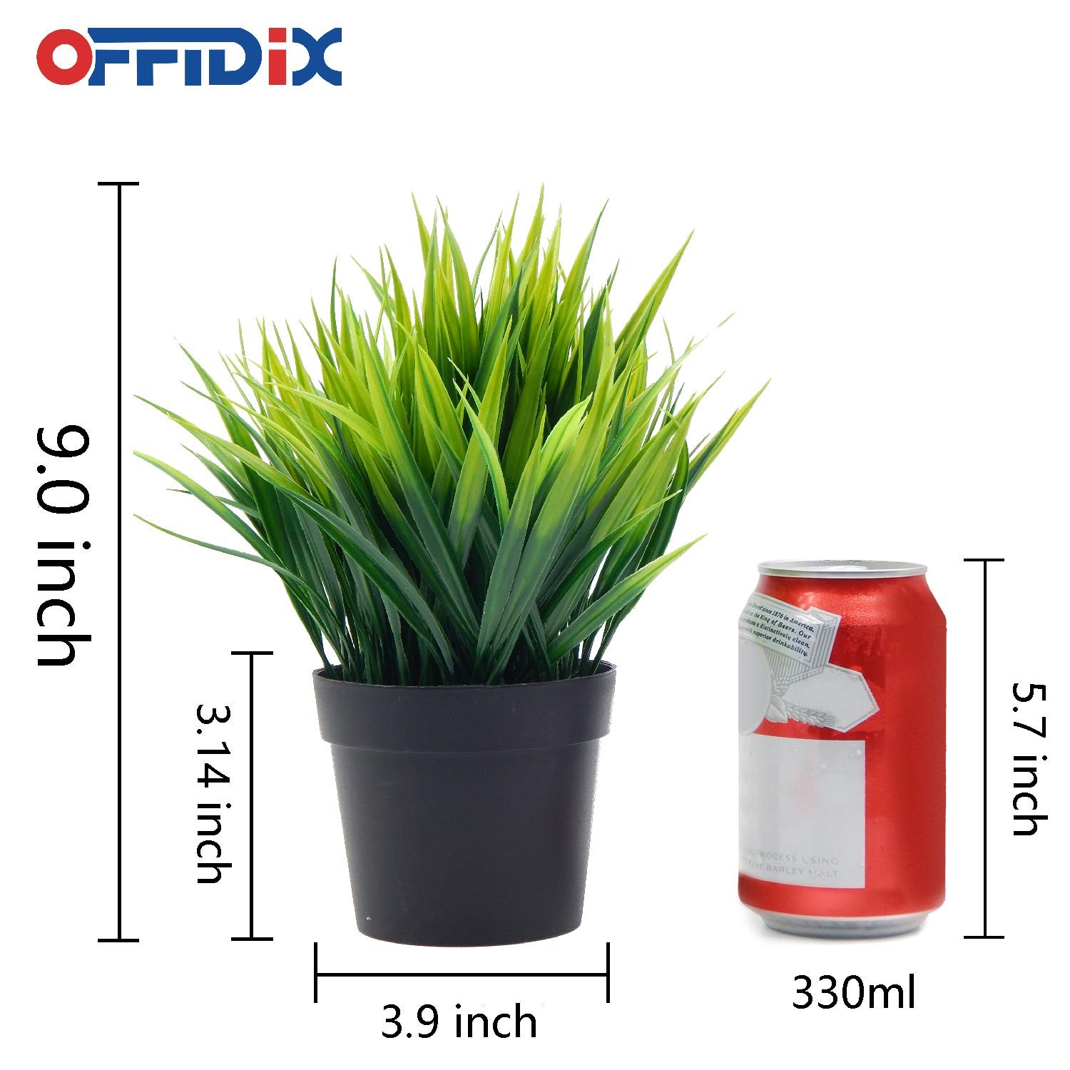 1 PC Artificial Potted Wheat Grass Plant with Black Plastic Pot for Home Decor