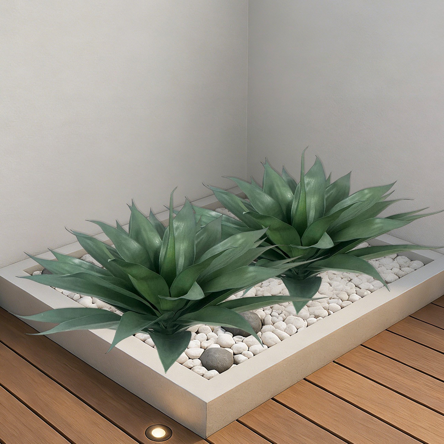 2Pcs Large Agave Ground Stakes, Green Gray Pink Artificial Plants