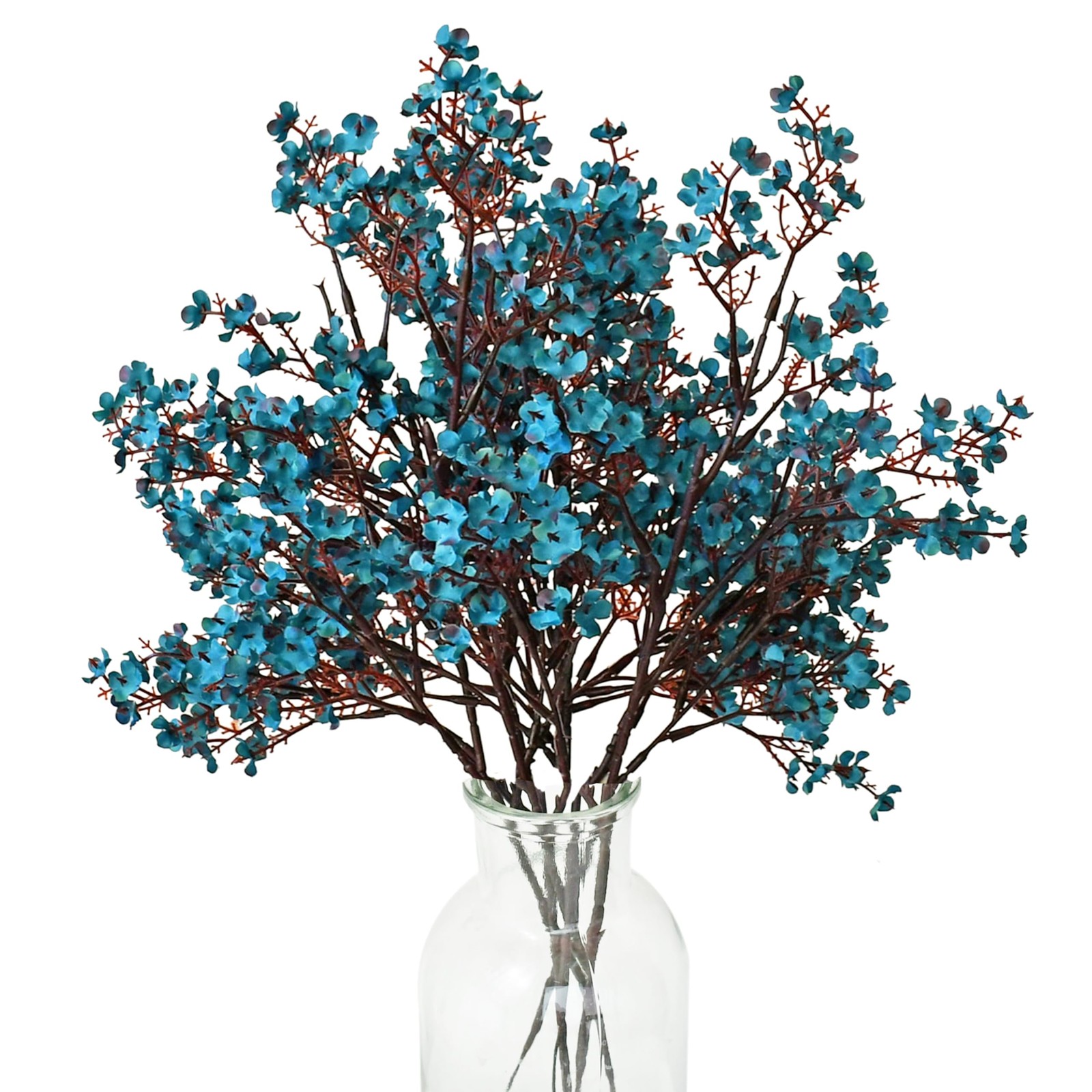 Teal Silk Baby’s Breath Flowers – 6 Bundles, 18.7″ Faux Florals with Flexible…