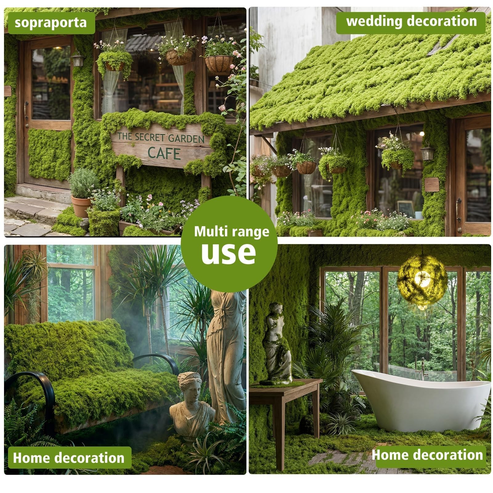Waterproof Artificial Moss Mat 39.37×39.37in Light Green – Indoor/Outdoor Decor,