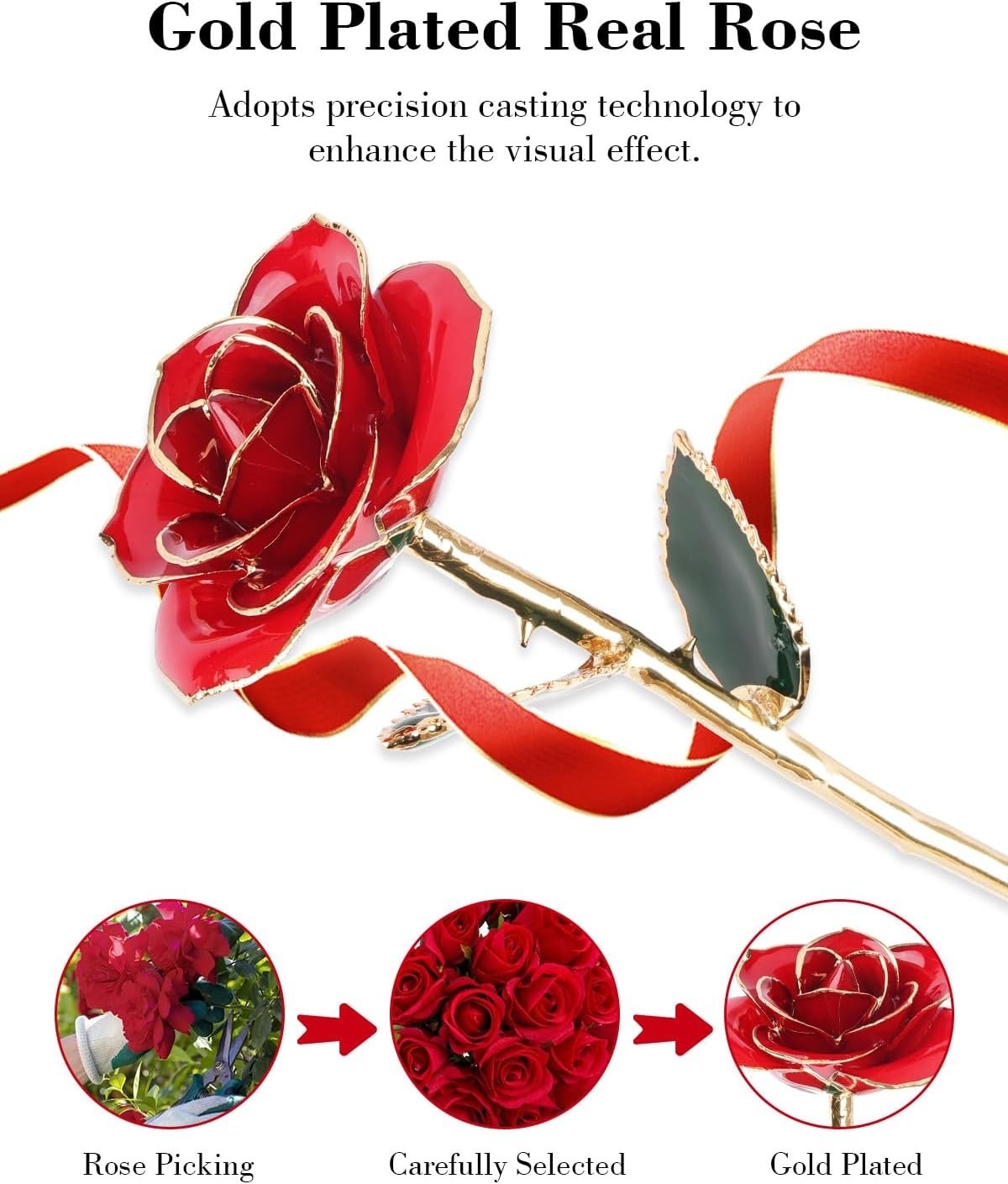 Valentine Gift Real Rose Dipped 24K Gold ，Best Valentines Rose Gift for Her Wife